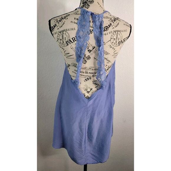 Victorias Secret Satin Mini Dress Womens Sz M Lace Trim 90's Fairy Blue Purple - Picture 10 of 16